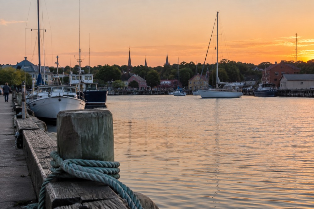 Charlottetown waterfront with boats moored along the harbour